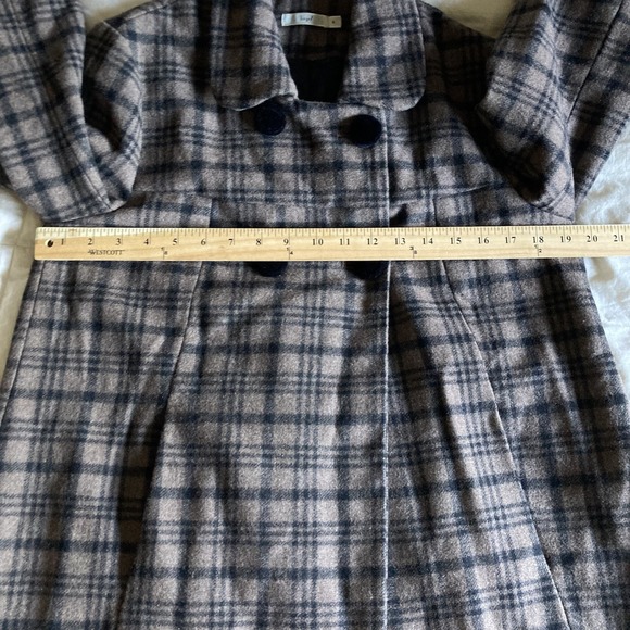 Anthropologie Hazel Double Breast Retro Coat Small Plaid Brown Black 3/4 Sleeve - Picture 13 of 16